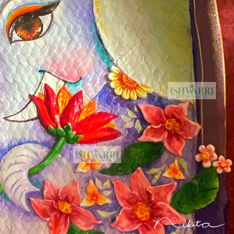 Elephant with Floral Elegance (11X12) view 2