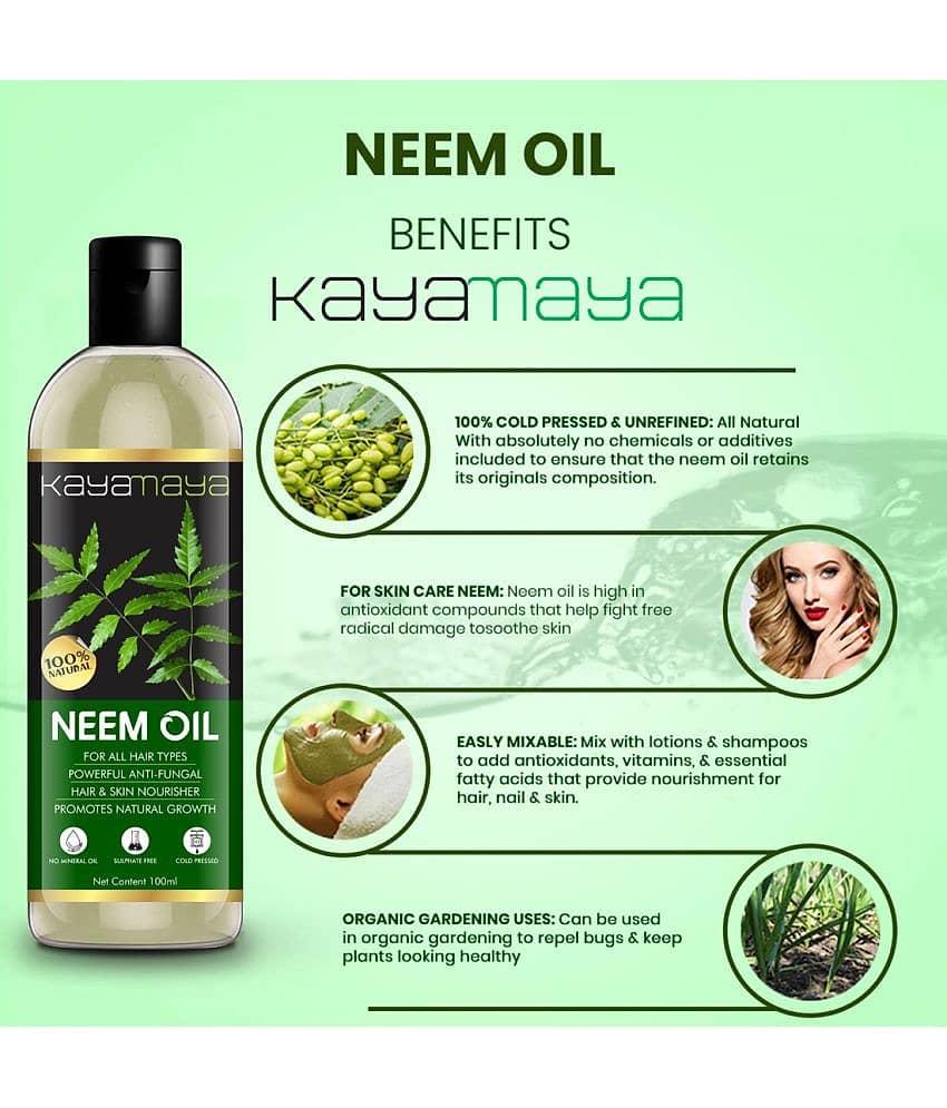 Kayamaya 100% Pure Neem Oil for Hair & Skin Oil 100 mL Pack of 3 view 2