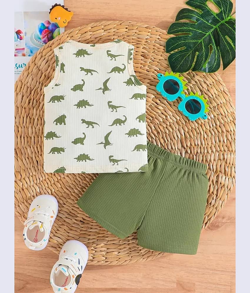 CUTEVIBE Pack of 1 Unisex Polyester T-Shirt & Shorts Set ( White ) view 2