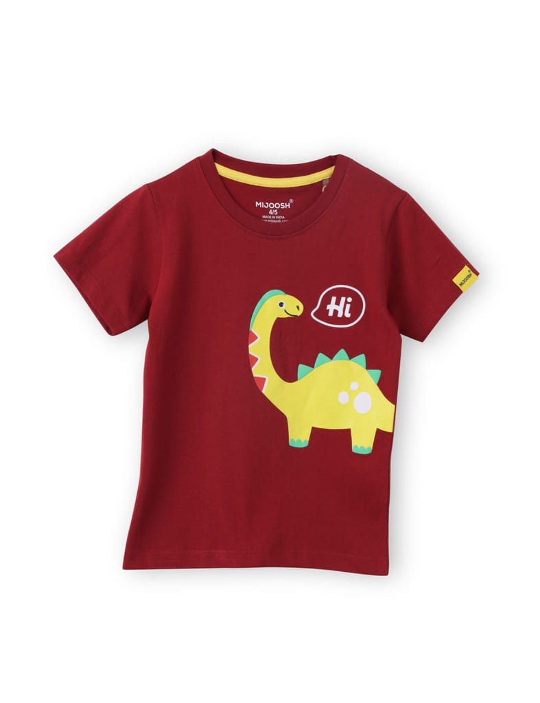 Boys T-Shirt Grey Heather Mélange / Winery Red, Soft Cotton, Ages 2-6 (2pcs pack) view 2