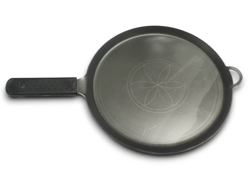 NAKSHATHRA - PURE IRON - FLAT MODEL - IRON TAWA WITH grip handle - 10 INCH, 1.5 KG - For paper roast, Dosa, roti view 2