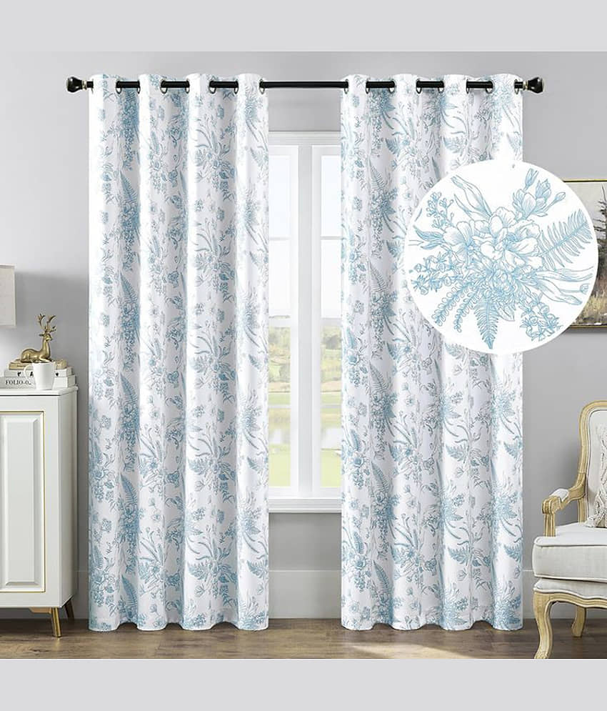 V21 decod Graphic Room Darkening Eyelet Curtain 9 ft ( Pack of 1 ) - White view 2