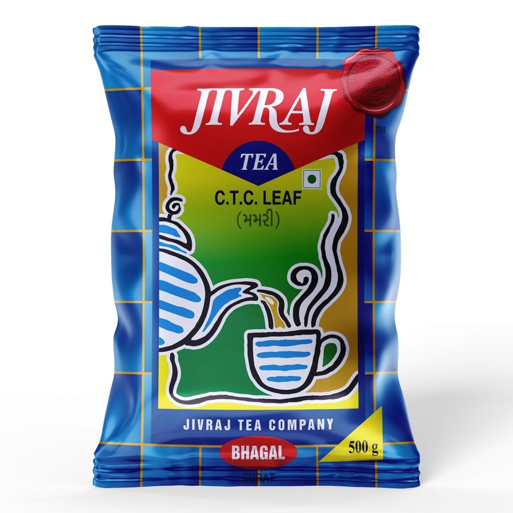 Jivraj Tea 500gm | CTC Assam Black Leaf Tea | Chai Patti Powder | Pouch 500g