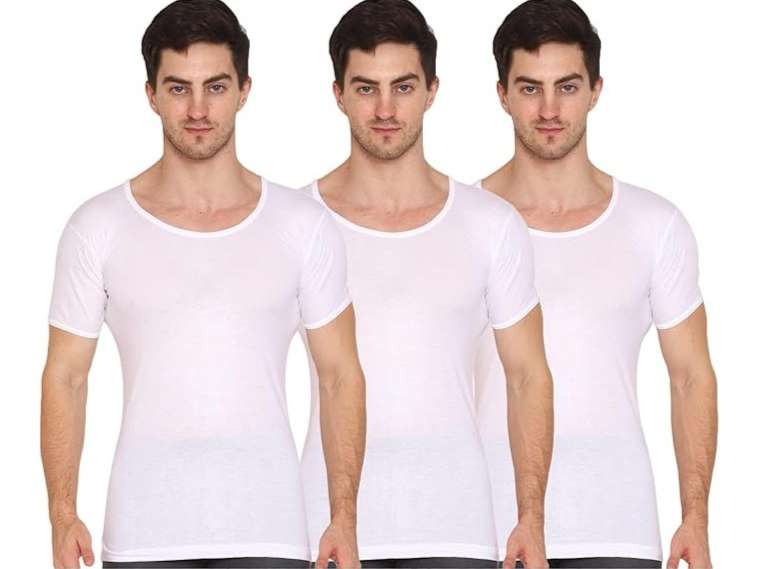 VIP Supreme Men's Round Neck Half Sleeve 100% Cotton White Vest, Moisture Absorbent Inner wear for Men - Pack of 3 - L