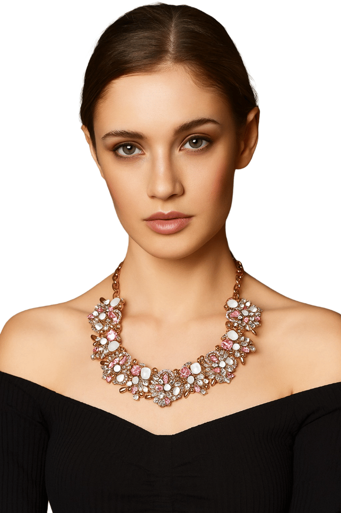 Floral Crystal Statement Necklace view 2
