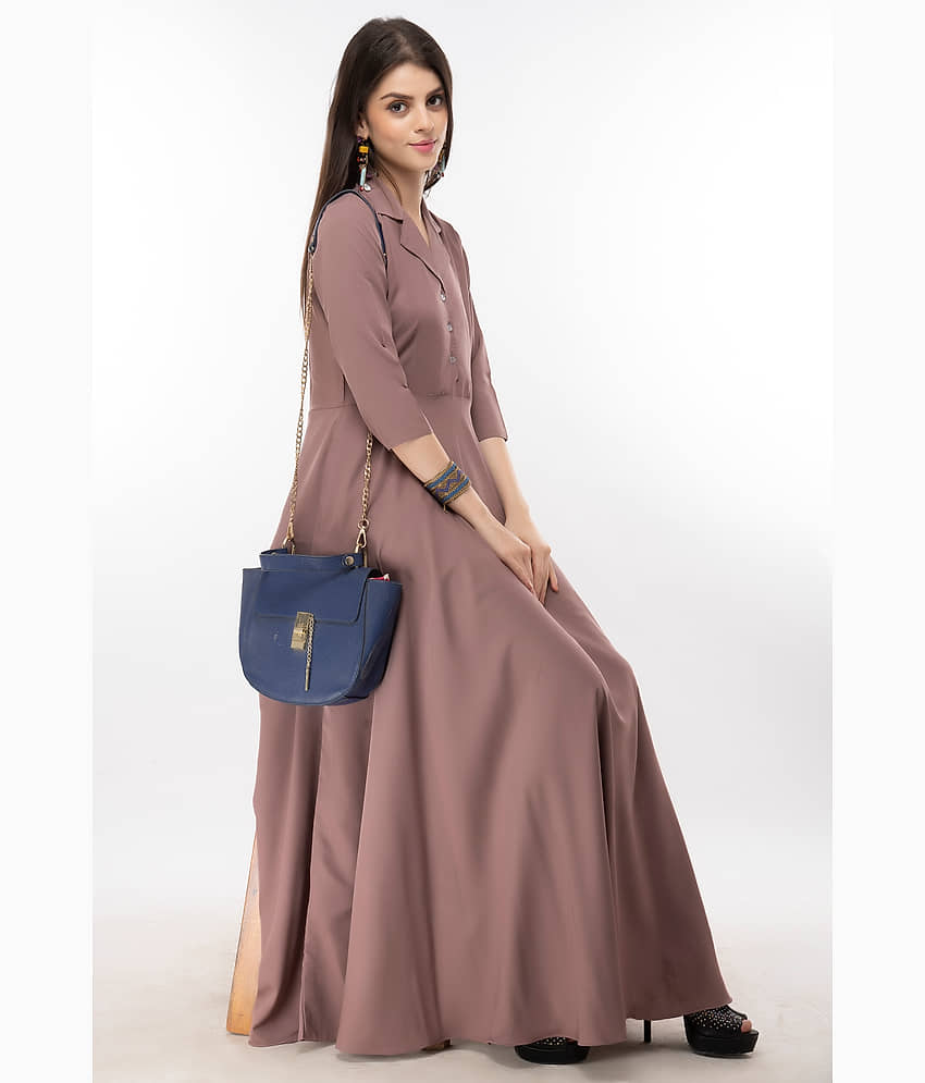 Rudrakriti Women Crepe Solid A-line Dress ( Purple ) view 2