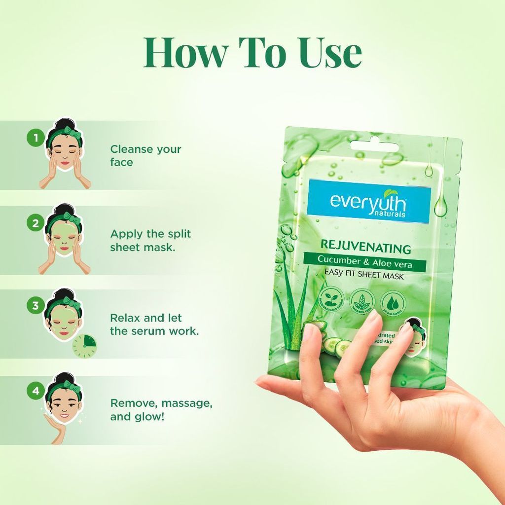 Everyuth Naturals Rejuvenating Cucumber & Aloe Vera Sheet Mask view 2