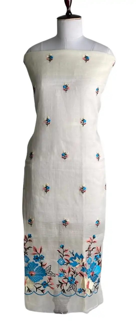 Kota Doria Dress Material Royal Blue Floral Buti view 2
