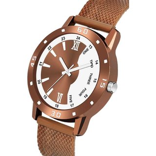 HRV Men's Round Dial Brown Strap Analog Watch view 2