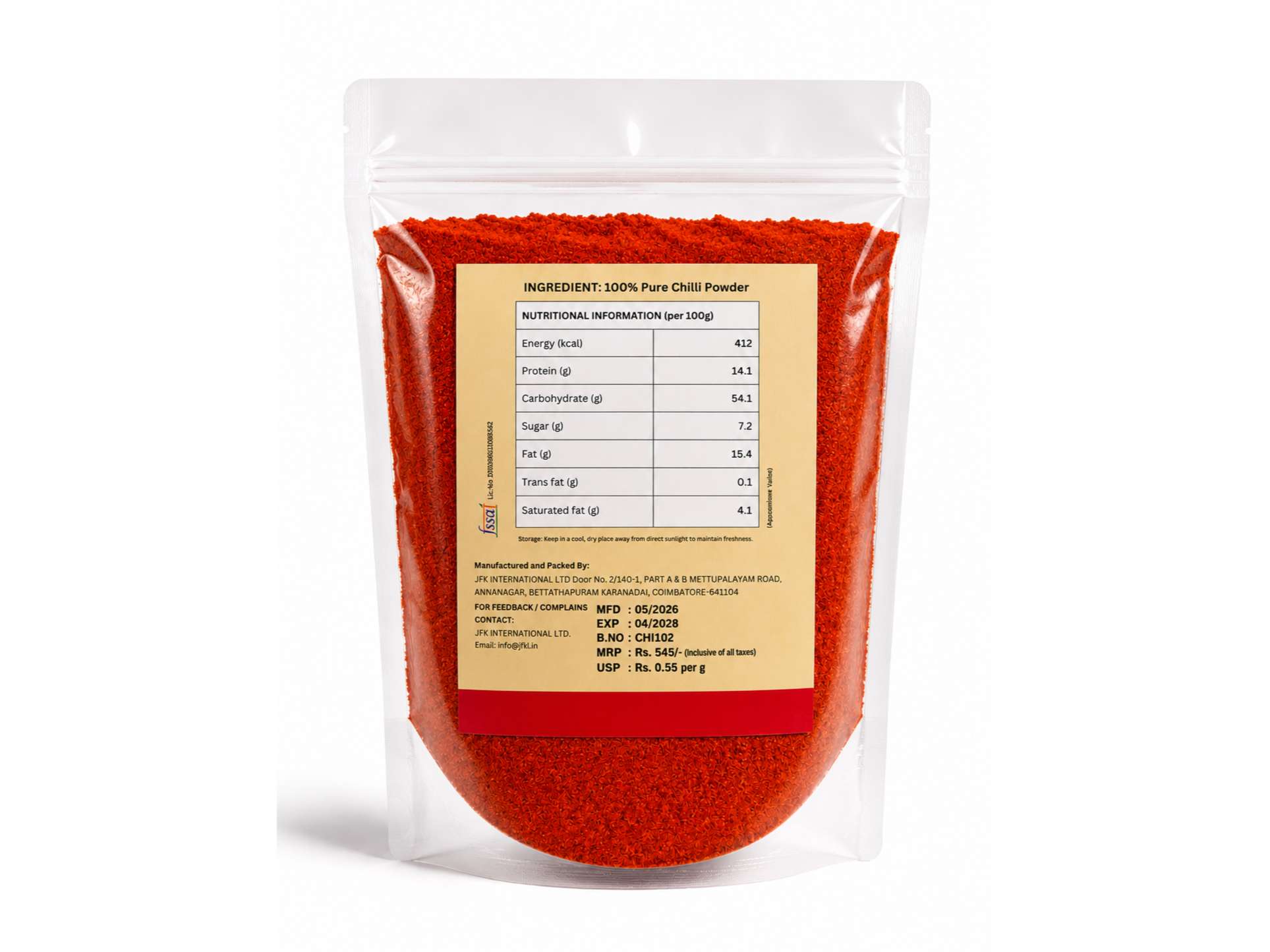 JFK Lal Mirch Powder - 1KG view 2