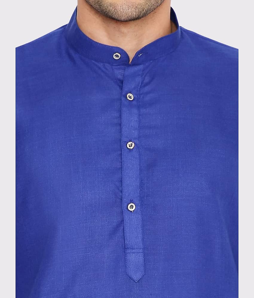 Maharaja - Navy Blue Cotton Blend Men's Regular Kurta ( Pack of 1 ) view 2