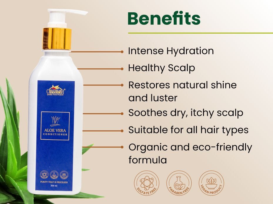 Chhattisgarh Herbals Aloevera Conditioner, Paraben Free, Sulphate Free -300ml view 2