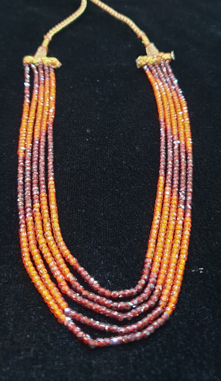 Semi precious stone 5layered 4mm stone necklace view 2