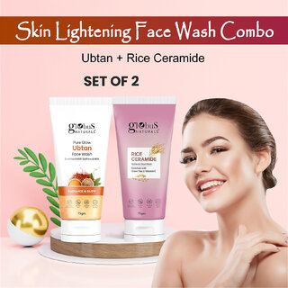 Globus Naturals Skin Lightening Face Wash Combo- Ubtan Face Wash & Rice Ceramide Face Wash, Set of 2, 75gm view 2