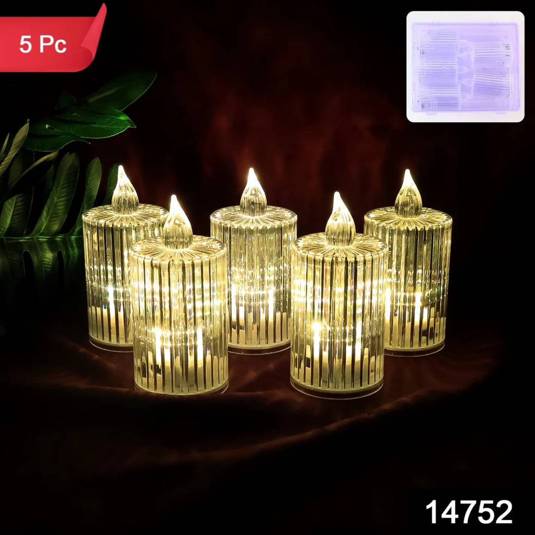 Premium Crystal Effect LED Flameless Candle Lights (5 Pcs) view 2