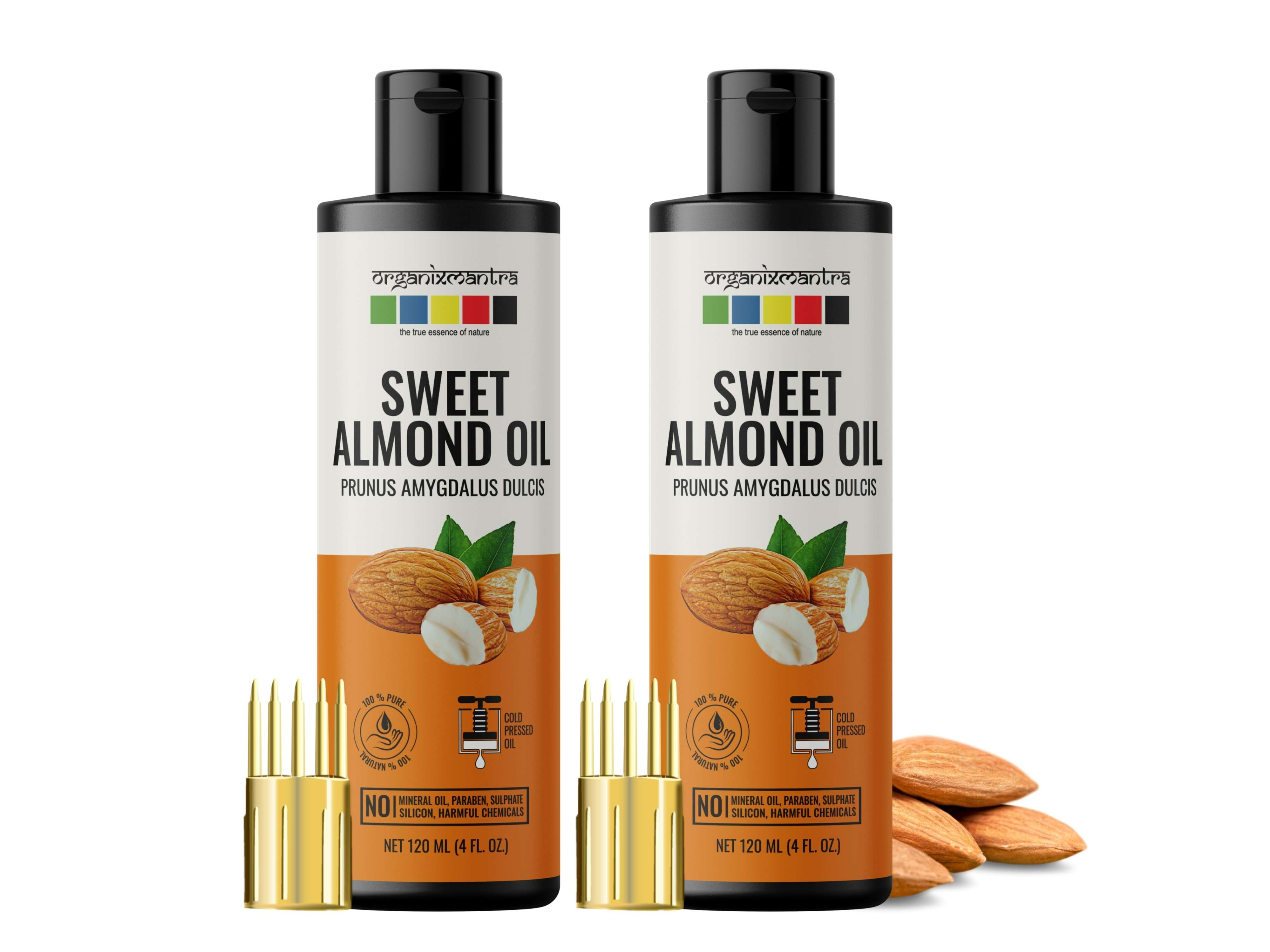 Organix Mantra Sweet Almond Oil, Cold Pressed Organic Oil (Pack Of 2) - 240 Millilitre