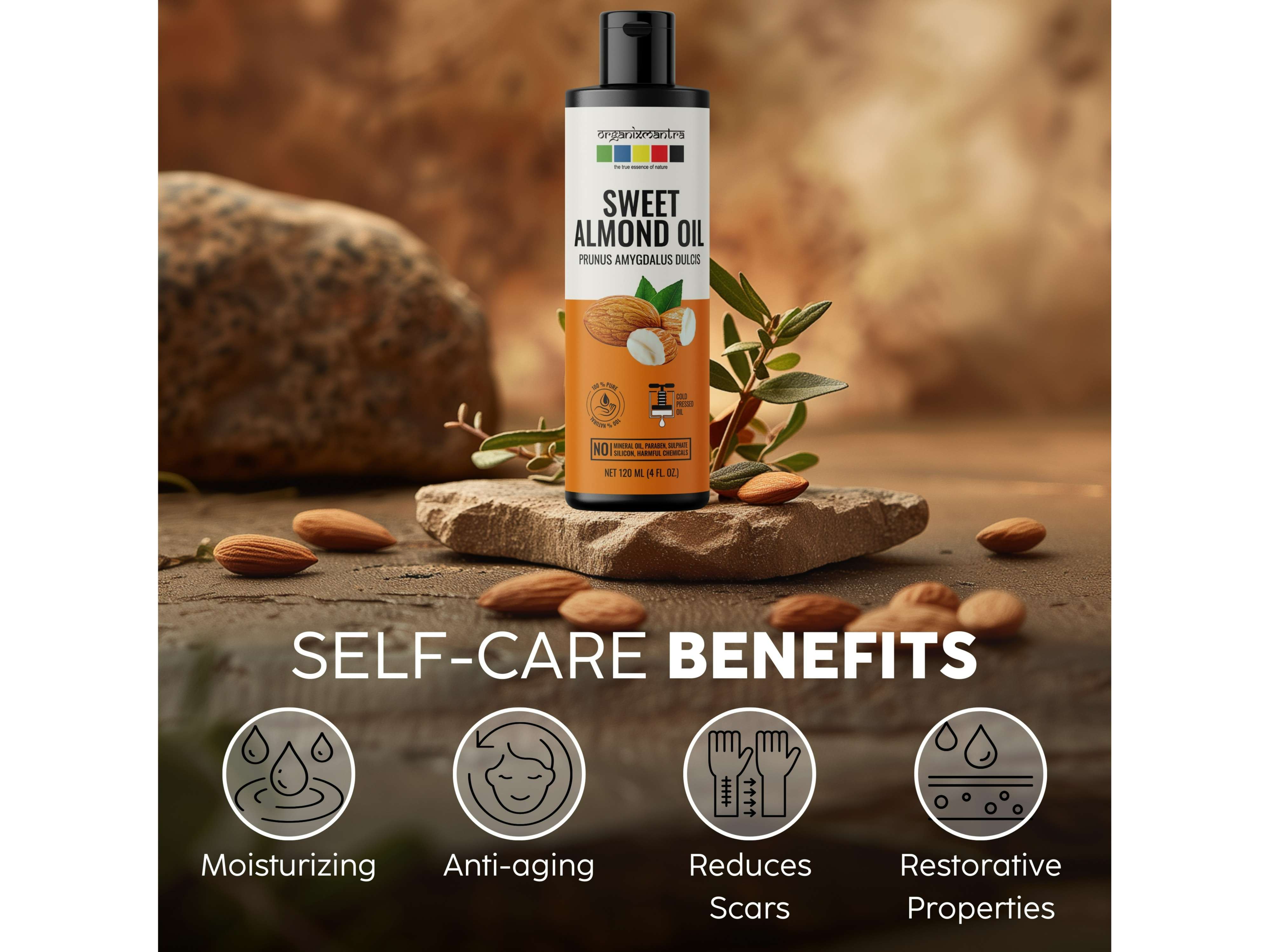 Organix Mantra Sweet Almond Oil, Cold Pressed Organic Oil (Pack Of 2) - 240 Millilitre view 2