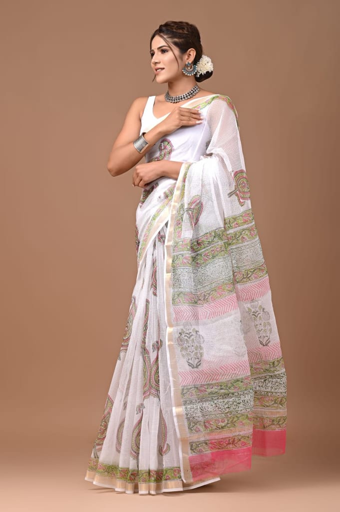 HANBLOCK PRINTED KOTA DORIYA SAREE view 2