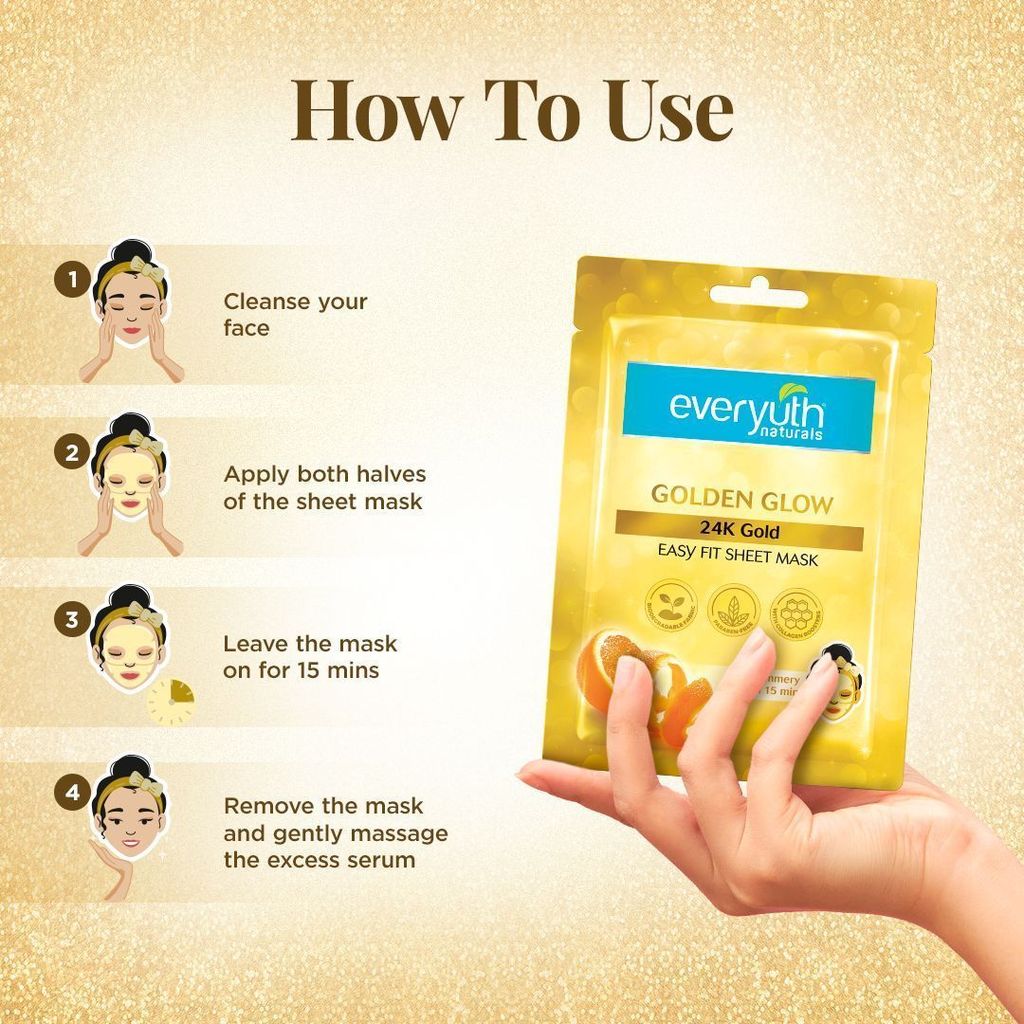 Everyuth Naturals Golden Glow 24K Gold Sheet Mask view 2