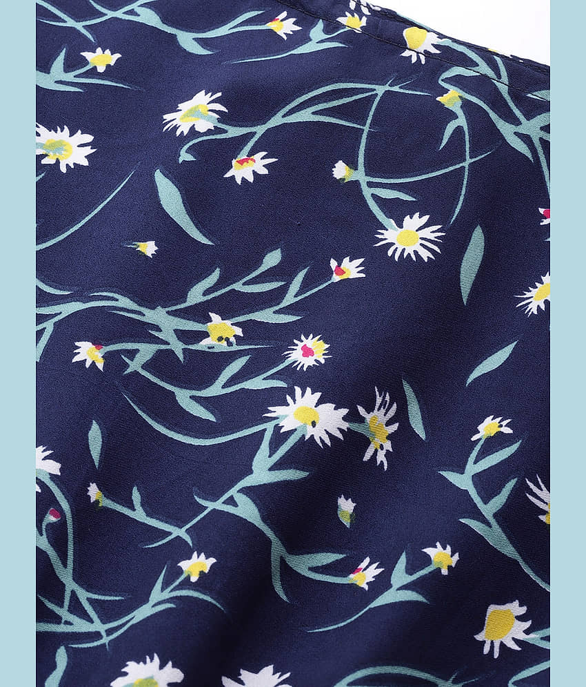 Quinoa Women Chiffon Printed A-line Dress ( Blue ) view 2