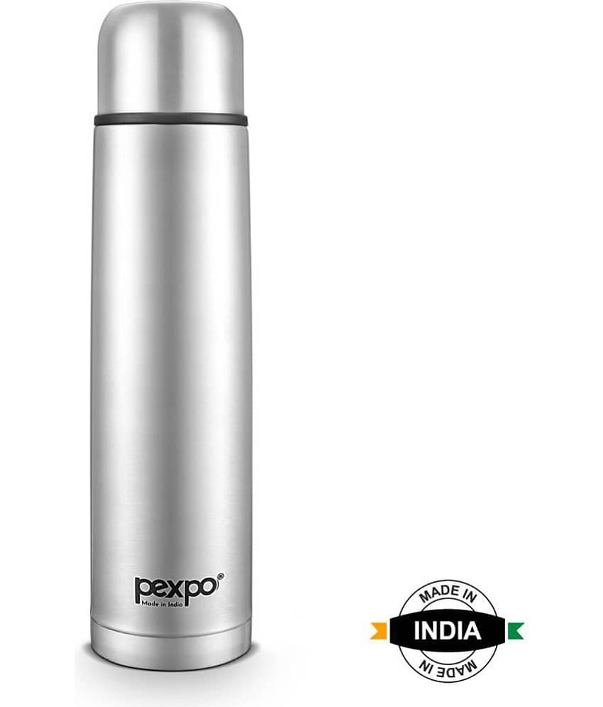 Pexpo 1000ml 24 Hrs Hot and Cold Flask with Jute-bag, Flamingo Vacuum insulated Bottle (Pack of 1, Silver) view 2