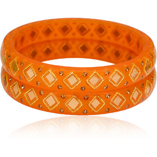 LUV FASHION Orange plastic Designer Bangles view 2