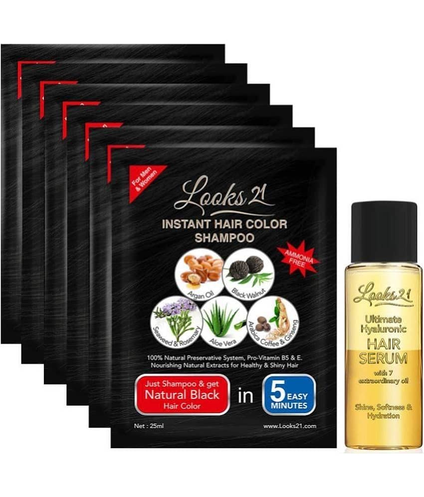 Looks21 Hair Colour Shampoo Ammonia Free Permanent Hair Color 1 mL Black view 2