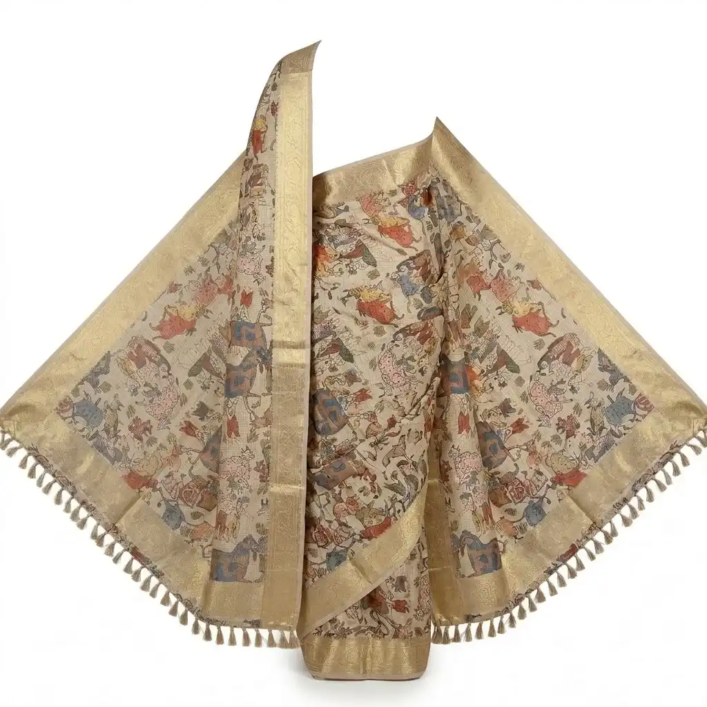 Sambalpuri Golden Cow Motif Heritage Handloom Saree view 2