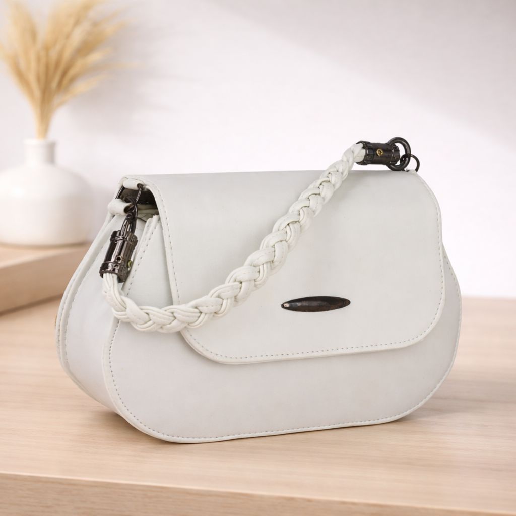 Elegant Women’s Braided Handle Sling Bag | Premium PU Leather Small Handbag | Trendy Shoulder Bag for Girls & Women