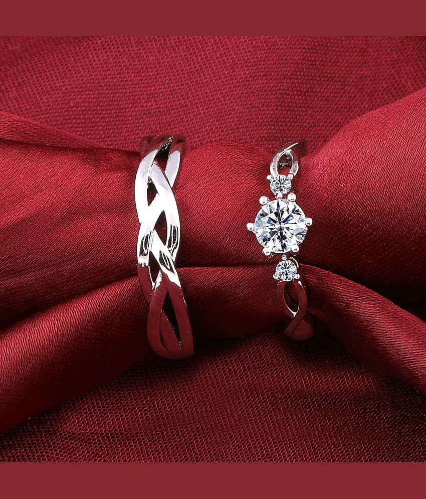 Silverplated Adorable His and Her Adjustable proposal couple ring For Men And Women Jewellery view 2