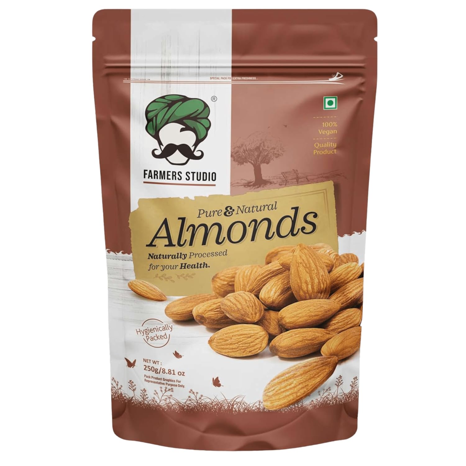 Farmers Studio - Premium Almonds 250 grams | Naturally Grown
