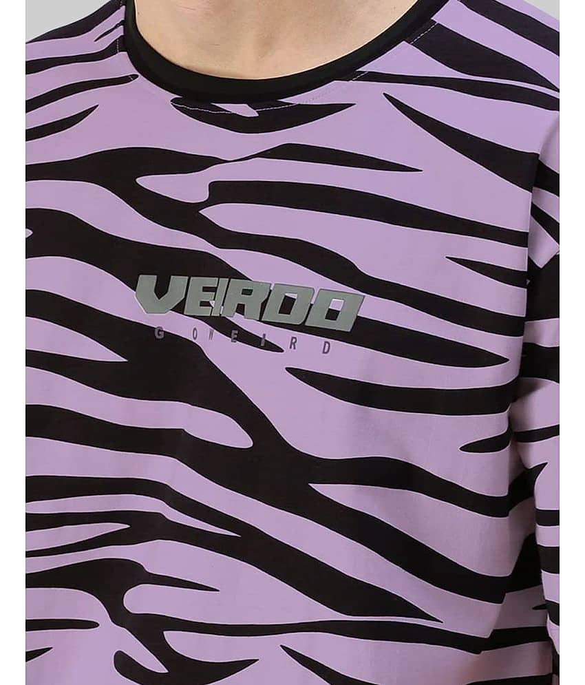 Veirdo Pack of 1 100% Cotton Oversized Fit Men's T-Shirt ( Purple ) view 2