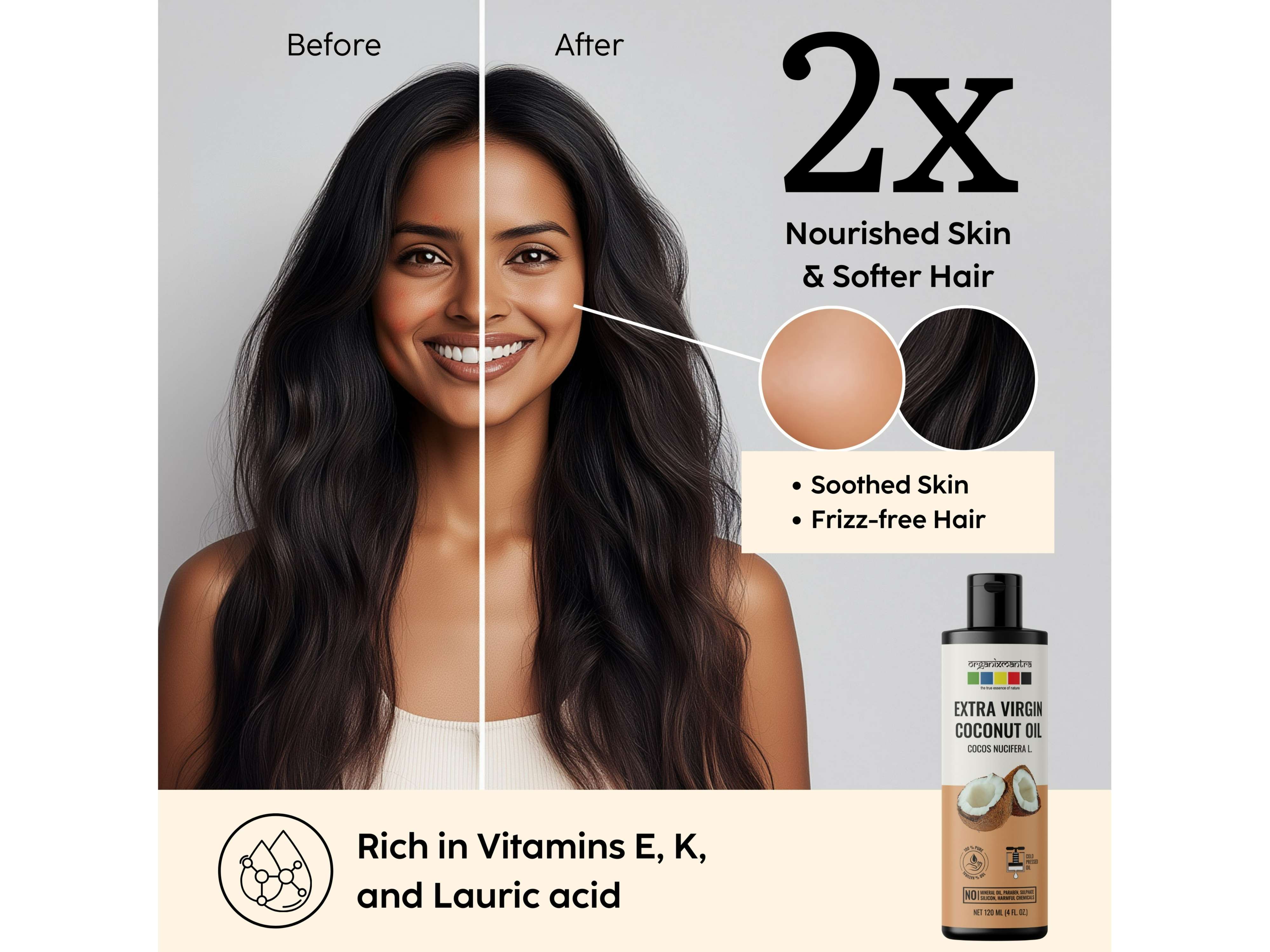 Organix Mantra Extra Virgin Coconut Oil, 100% Pure, Cold Pressed Organic Oil - 120 Millilitre view 2