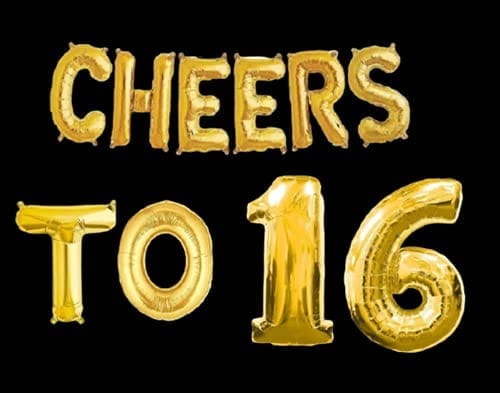 Partyzon Gold Cheers to Birthday Foil Balloon Combo Party Decoration for Anniversary Celebration 16 Inches view 2