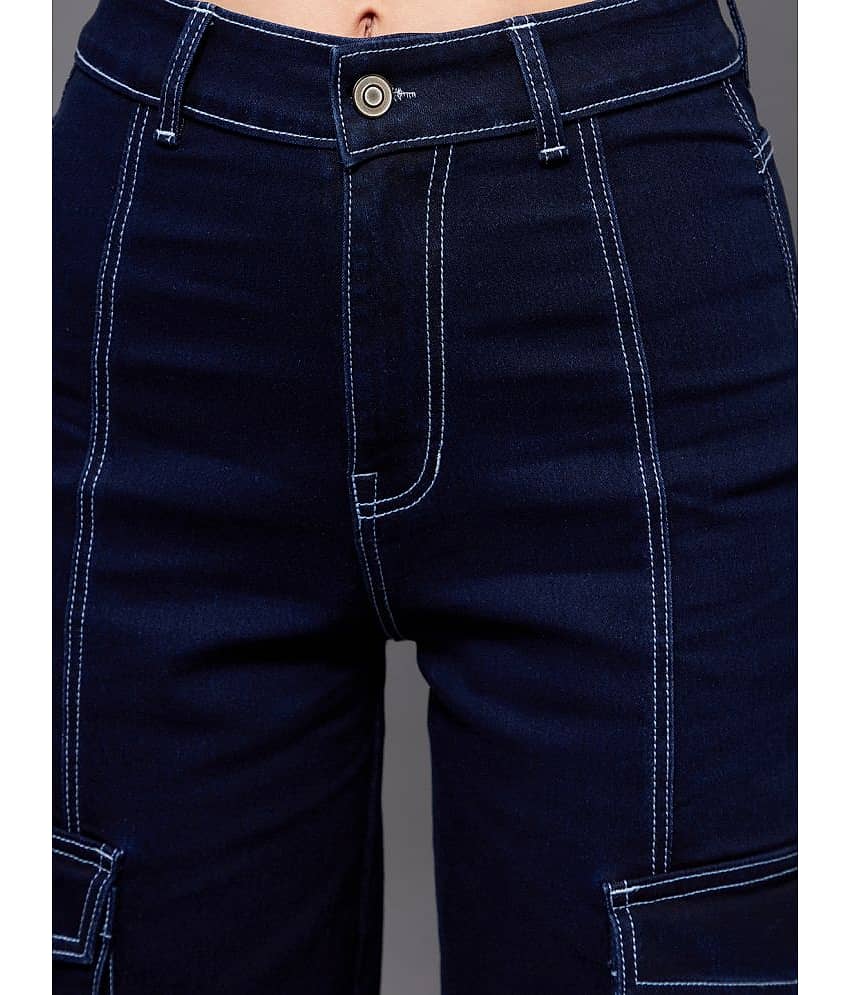 Miss Chase - Navy Blue Denim Wide Leg Women's Jeans ( Pack of 1 ) view 2