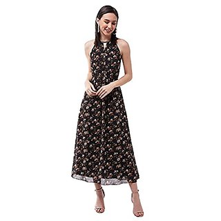 Miss Chase Womens Multicolored Floral Printed Halter Neck Sleeveless Neck Cut-Out Maxi Dress view 2