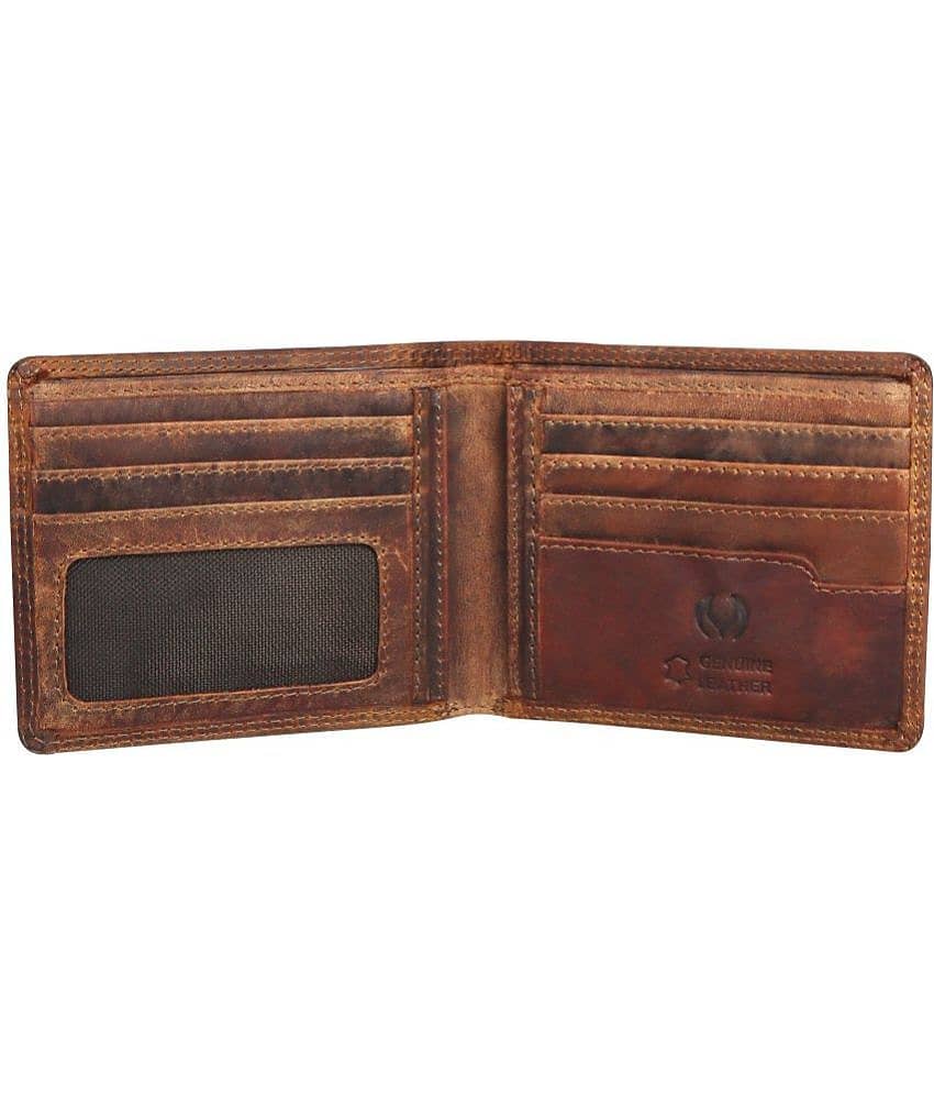 MODEWELT Brown Leather Men's Two Fold Wallet ( Pack of 1 ) view 2