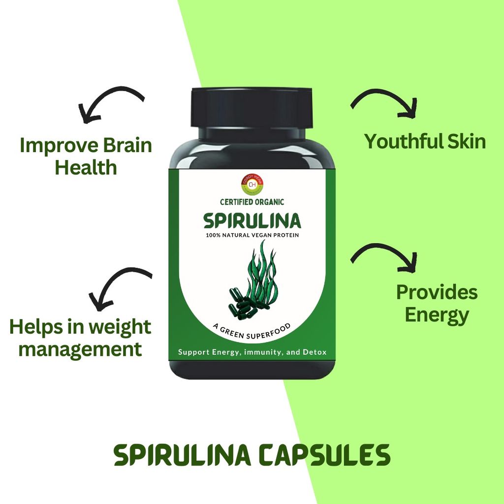 CORDY HERB Spirulina Vegan Capsule | Dietary Supplement to Support Energy and Detox | Multivitamins Supplement view 2