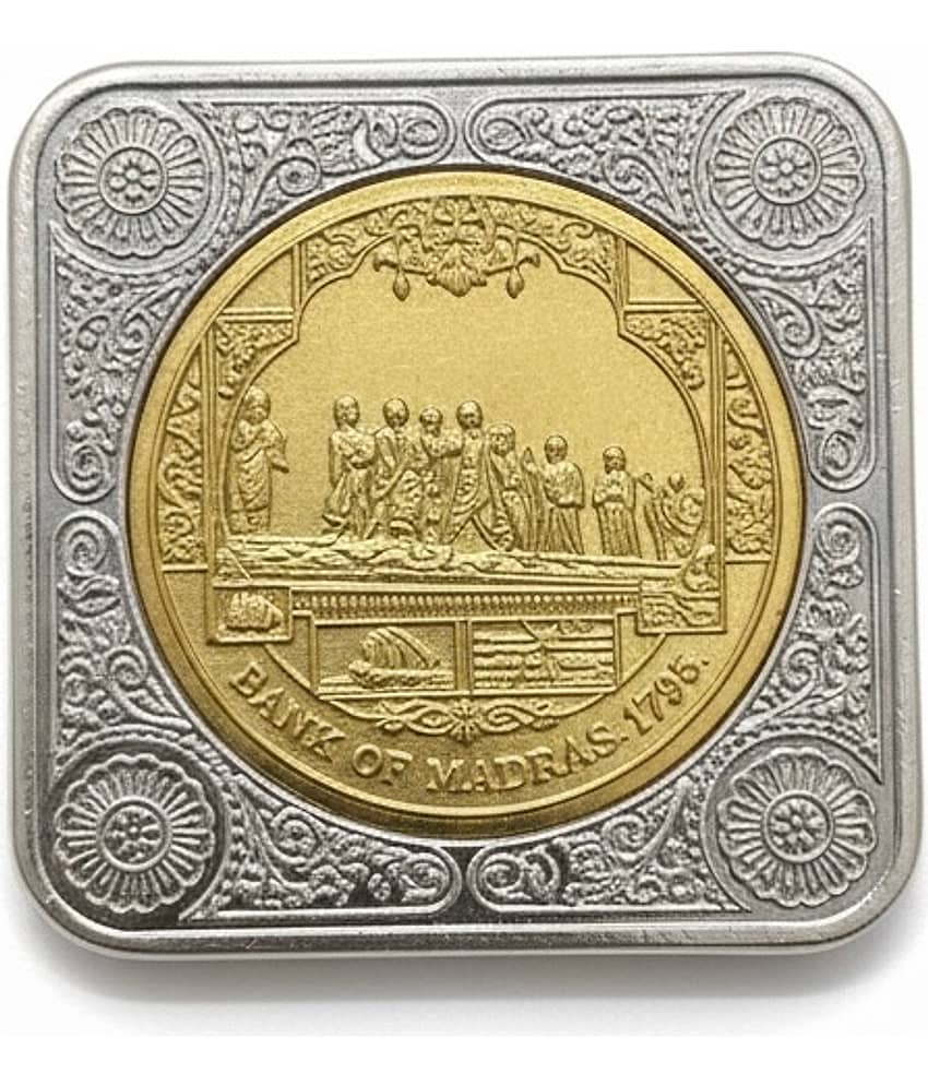 Premium Gold & Silver Plated 500 Rupya Coin Bar Showpiece | Square Collectible Paperweight | Decorative Desk & Home decor Gift 55gm view 2