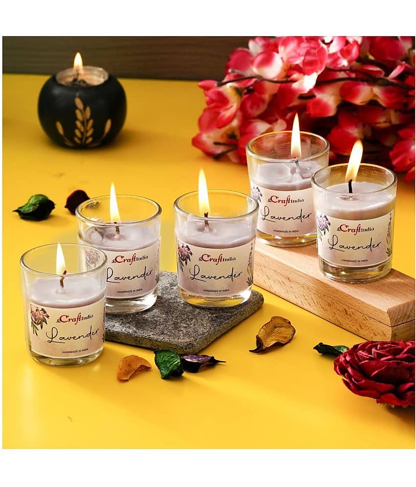eCraftIndia Lavender Votive Glass Candle Scented - Pack of 5 view 2