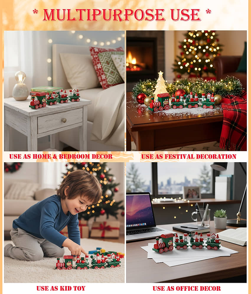 3Mads Pack Of 1 Wooden Christmas Train Toy Set view 2