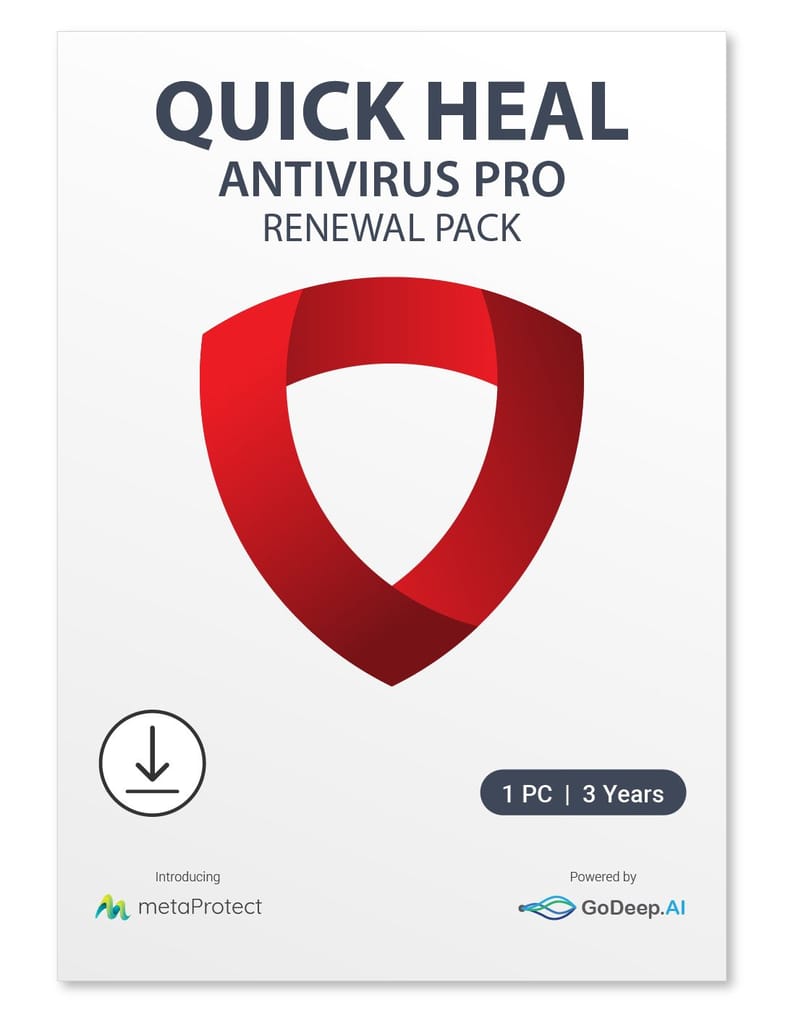 Quick Heal | Antivirus Pro – Renewal Pack | 1 User | 3 Years | Email Delivery - no CD | Existing Quick Heal Single User AV Pro Subscription Needed