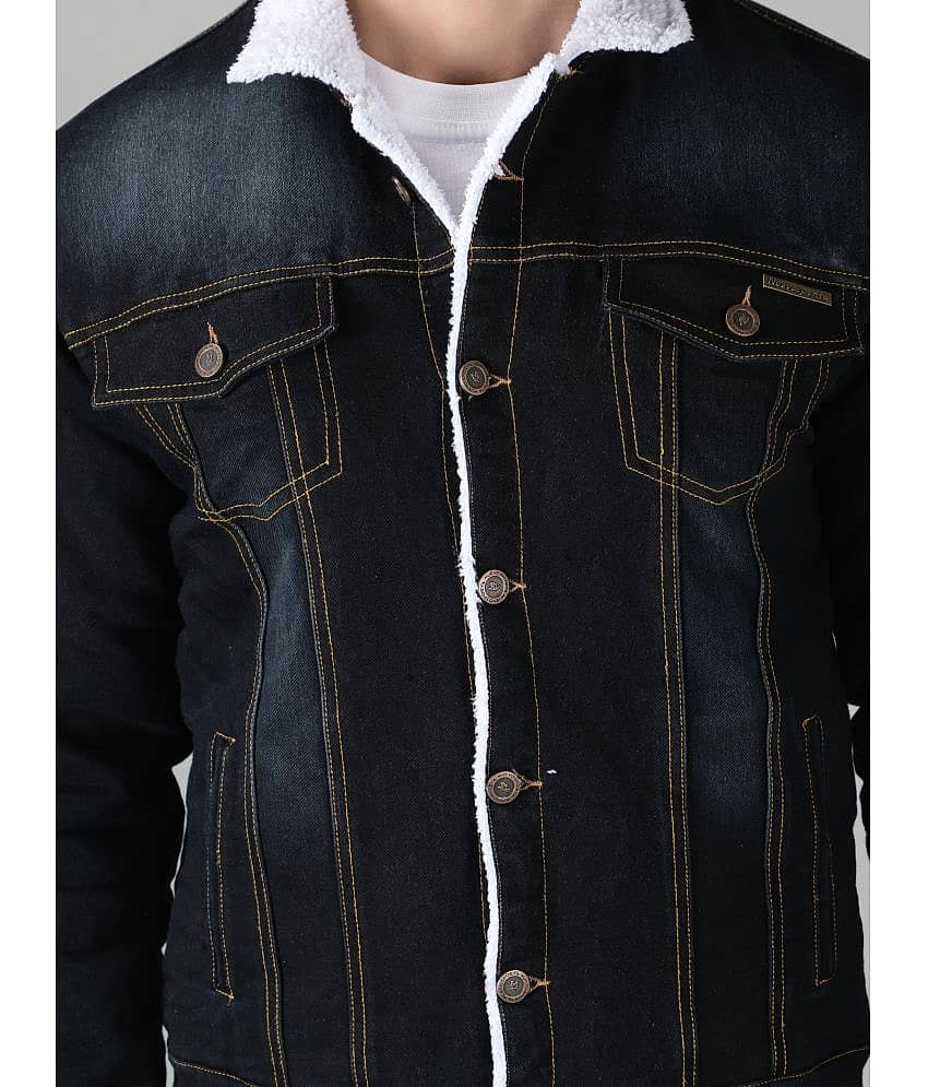 NUEVOSPORTA Fleece Men's Denim Jacket - Dark Grey ( Pack of 1 ) view 2