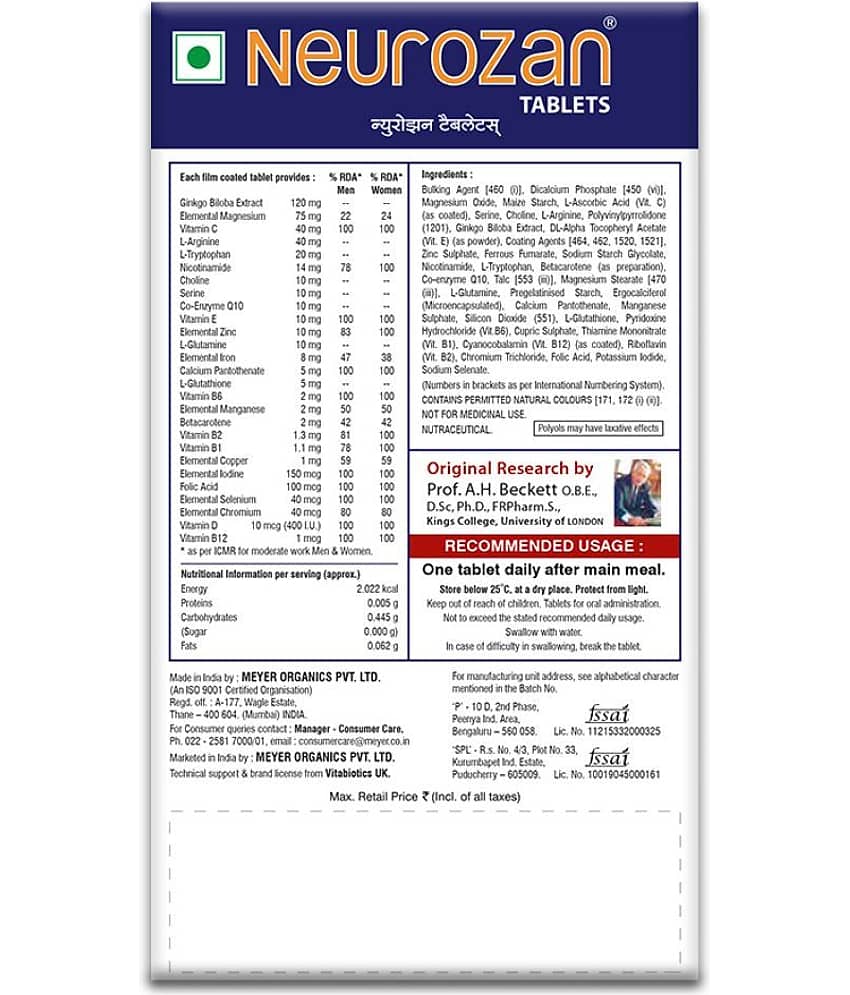 Vitabiotics Neurozan Cognitive Function Supplement 30 no.s Vitamins Tablets view 2