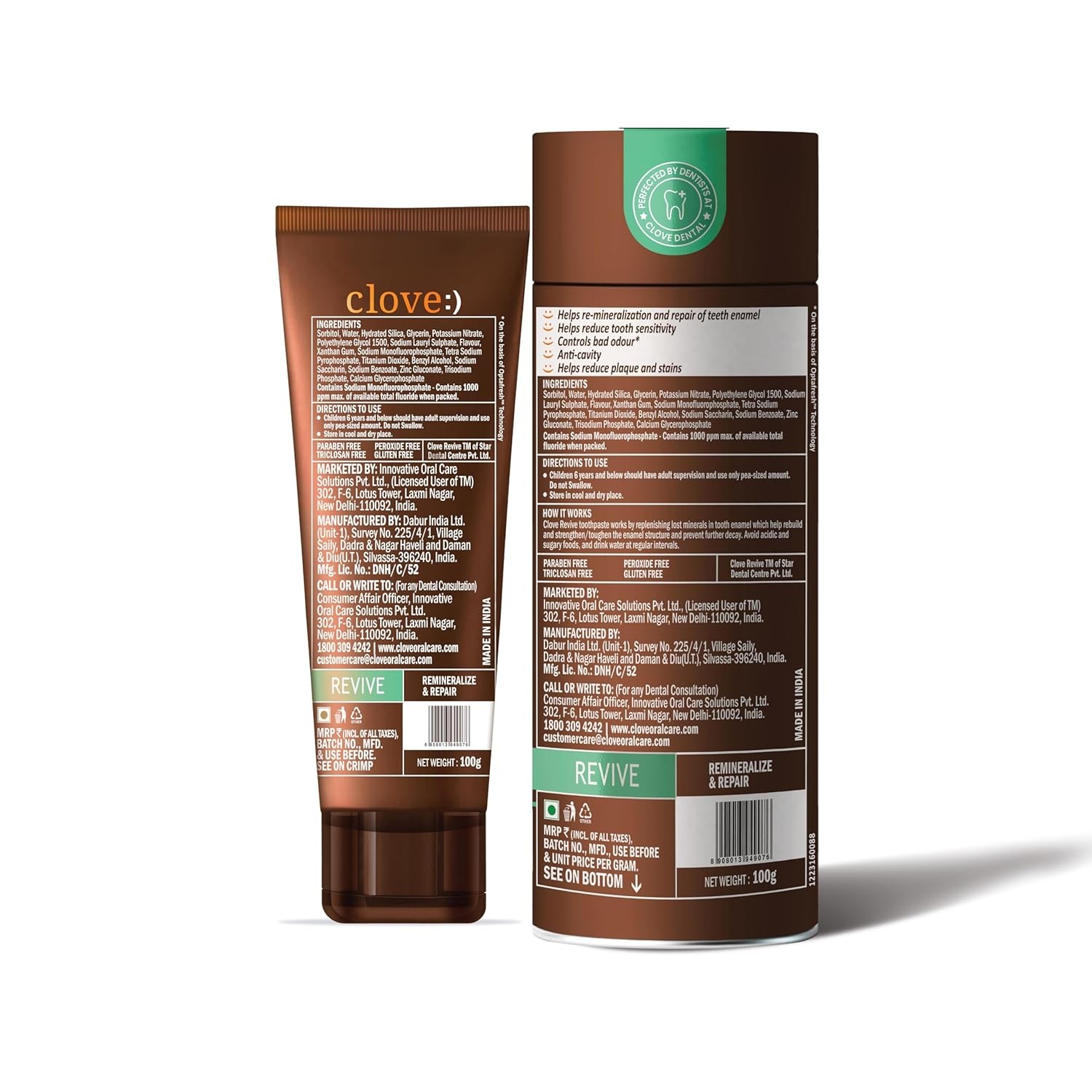 Clove Revive toothpaste | Enamel Repair & Remineralization | Sensitivity Relief | Fight Gum Diseasse | Triclosan Free | Paraben Free | Peroxide free Pack of 1 (100g) view 2