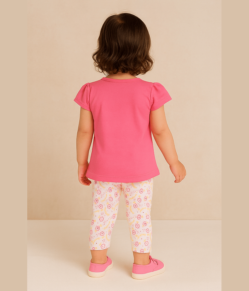 CUTEVIBE Pack of 1 Baby Girls 100% Cotton T-shirt & Pants ( Multicolor 1 ) view 2