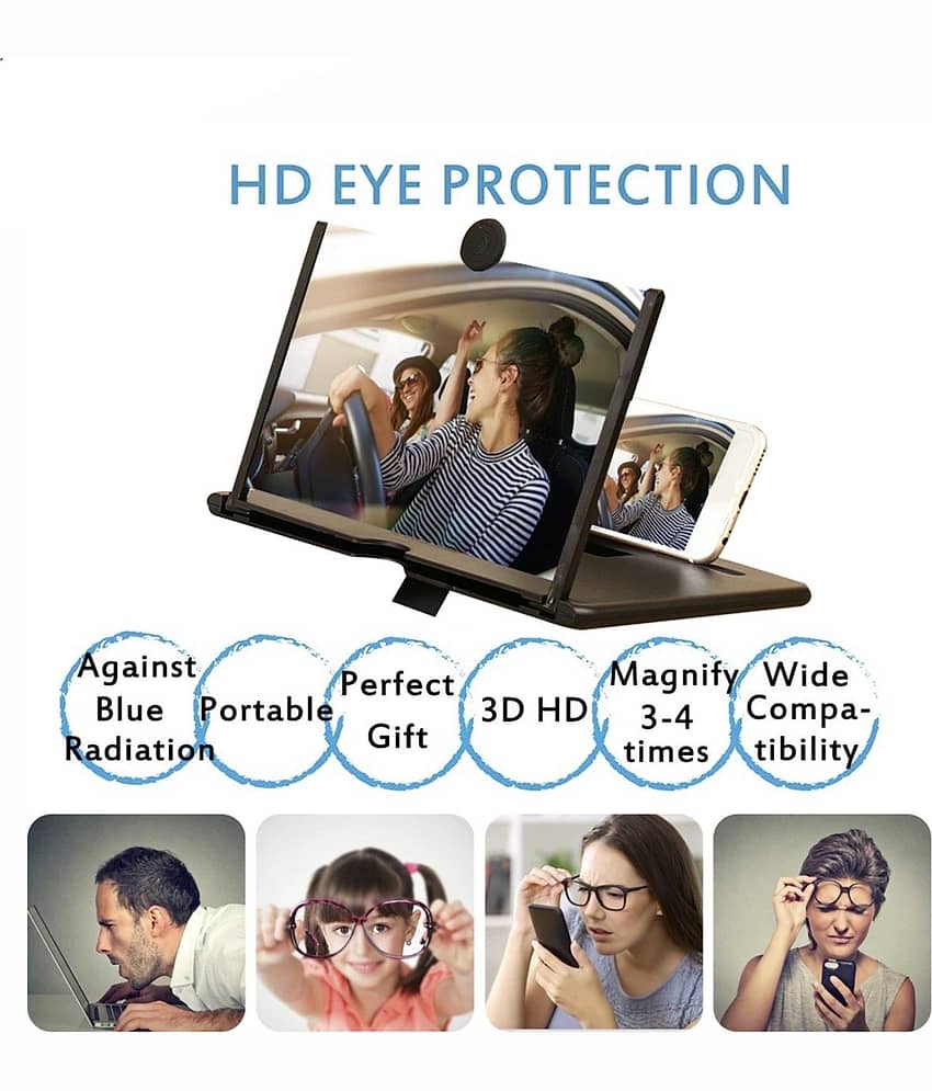 Neo - 3D HD Magnifier Phone Mobile Holder Screen Expanders for Movies, Videos, and Gaming with Foldable Phone Stand and Screen Amplifier - Compatible with All Smartphones view 2