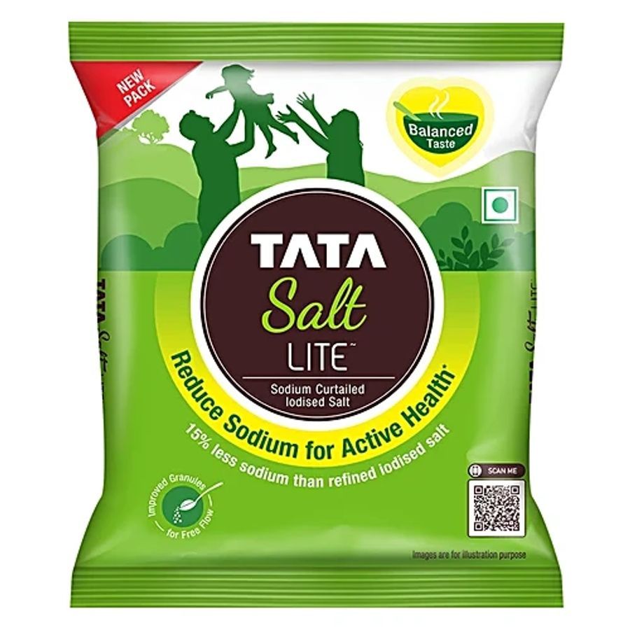Tata Salt Lite 15% Low Sodium Iodised Salt, 1 kg Pouch - 1 kg - One unit view 2