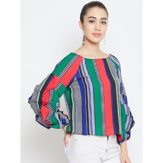 Purys Women Multicolor Striped Regular Top view 2