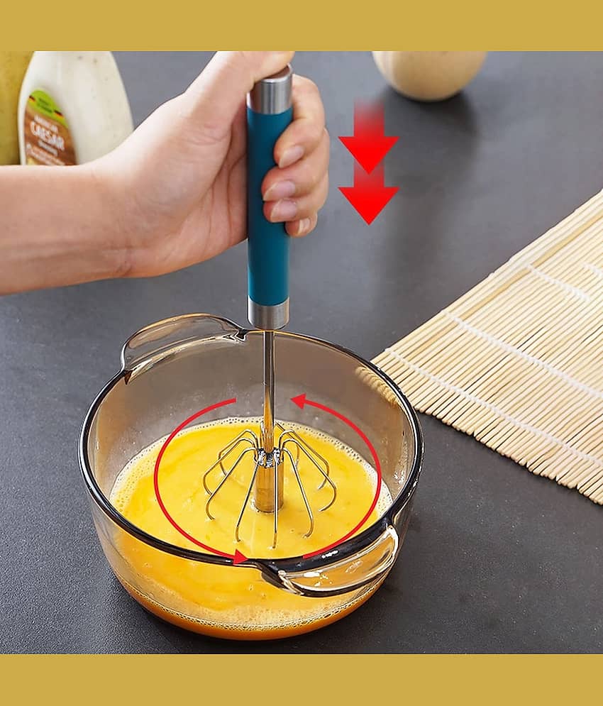 Hand Mixer Whisker for Kitchen Hand Blender Stainless Steel Semi-Automatic Manual Hand Whisk Egg Beater, Kitchen Baking Tool Ingredients Whipping Cream Mixer view 2